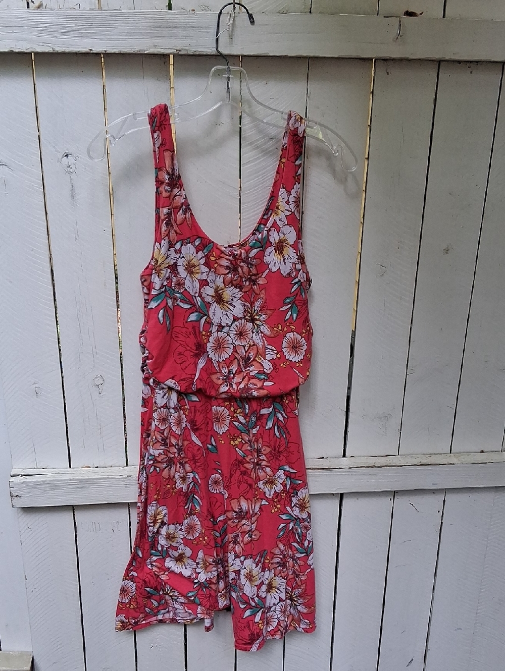 Faded Glory Coral Floral Sleeveless Romper